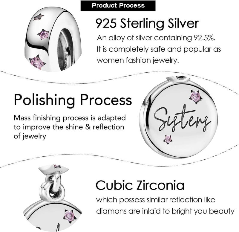 VALGACLS 925 Sterling Silver Family Love Mom Mouse Heart Charms for Bracelets Necklace Valentine's Day Mother's Day Jewelry Charm for Women - Image 4